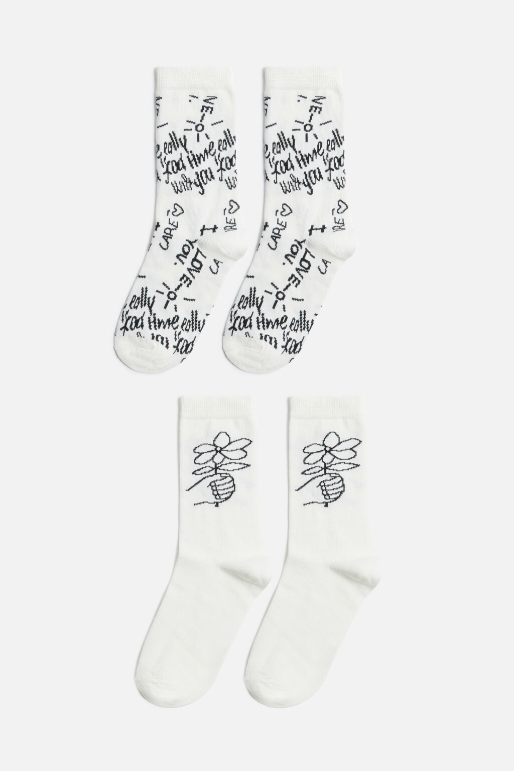 Набор носков высоких с рисунком (2 пары) - цвет черный - 1