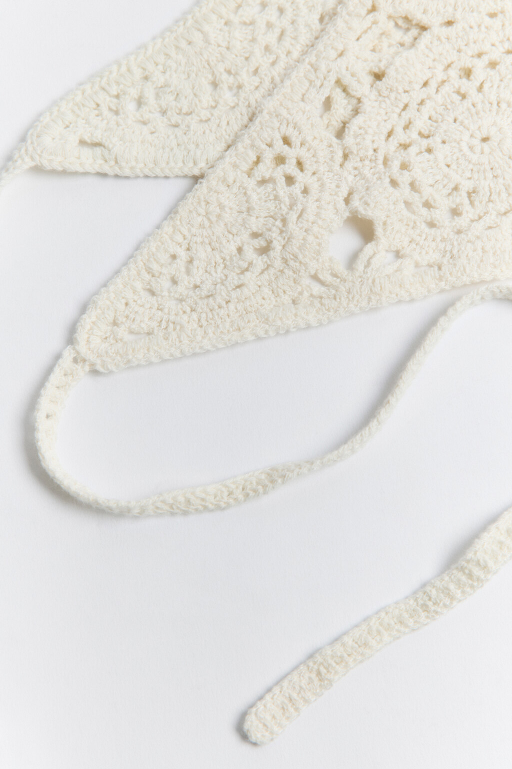 Косынка вязаная ажурная - цвет бежевый - 3