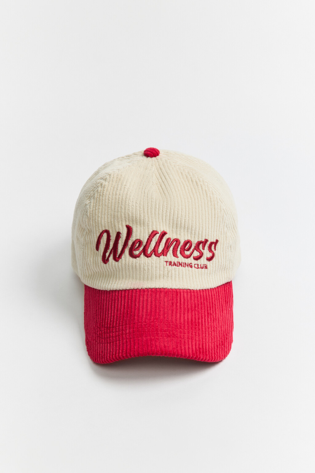 Бейсболка вельветовая с принтом-надписью - цвет красный - 1