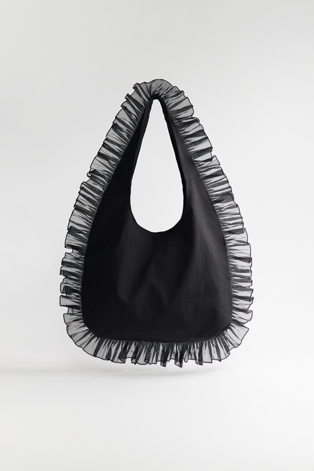 Сумка на плечо с оборками из органзы - цвет черный - 1