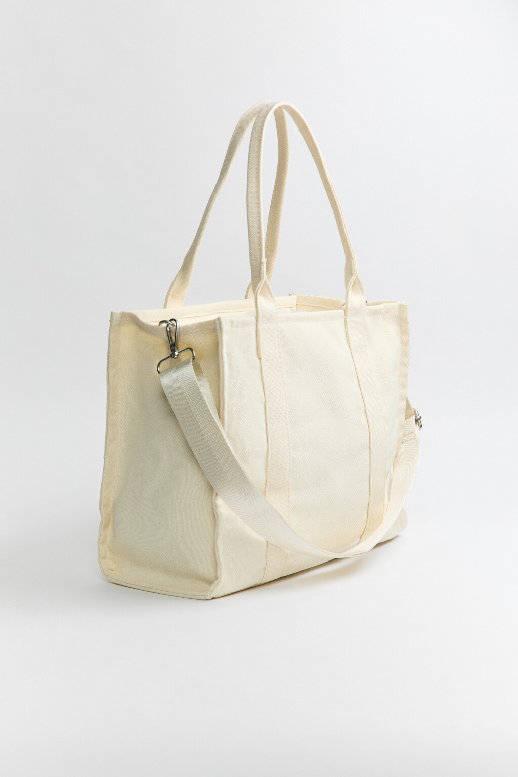 Сумка-тоут текстильная с ремнем через плечо - цвет бежевый - 6