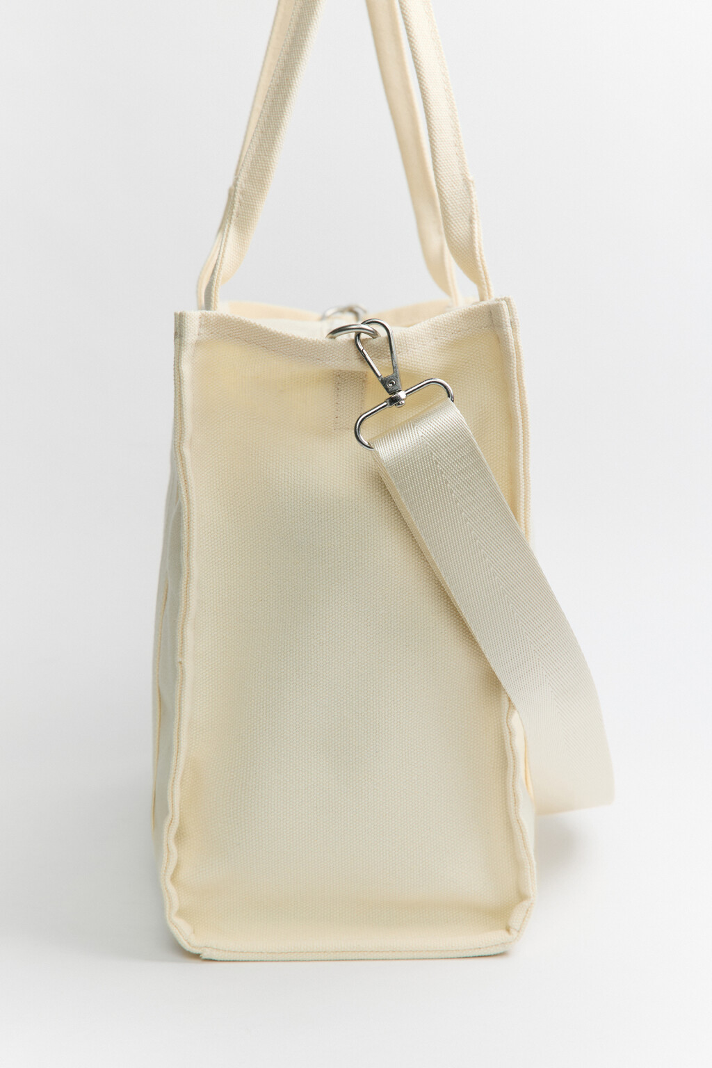 Сумка-тоут текстильная с ремнем через плечо - цвет бежевый - 5