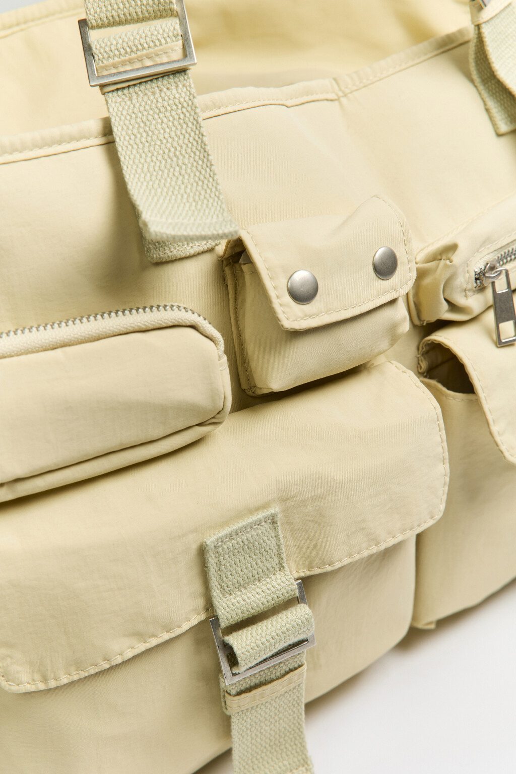 Сумка текстильная с накладными карманами - цвет молочный - 4