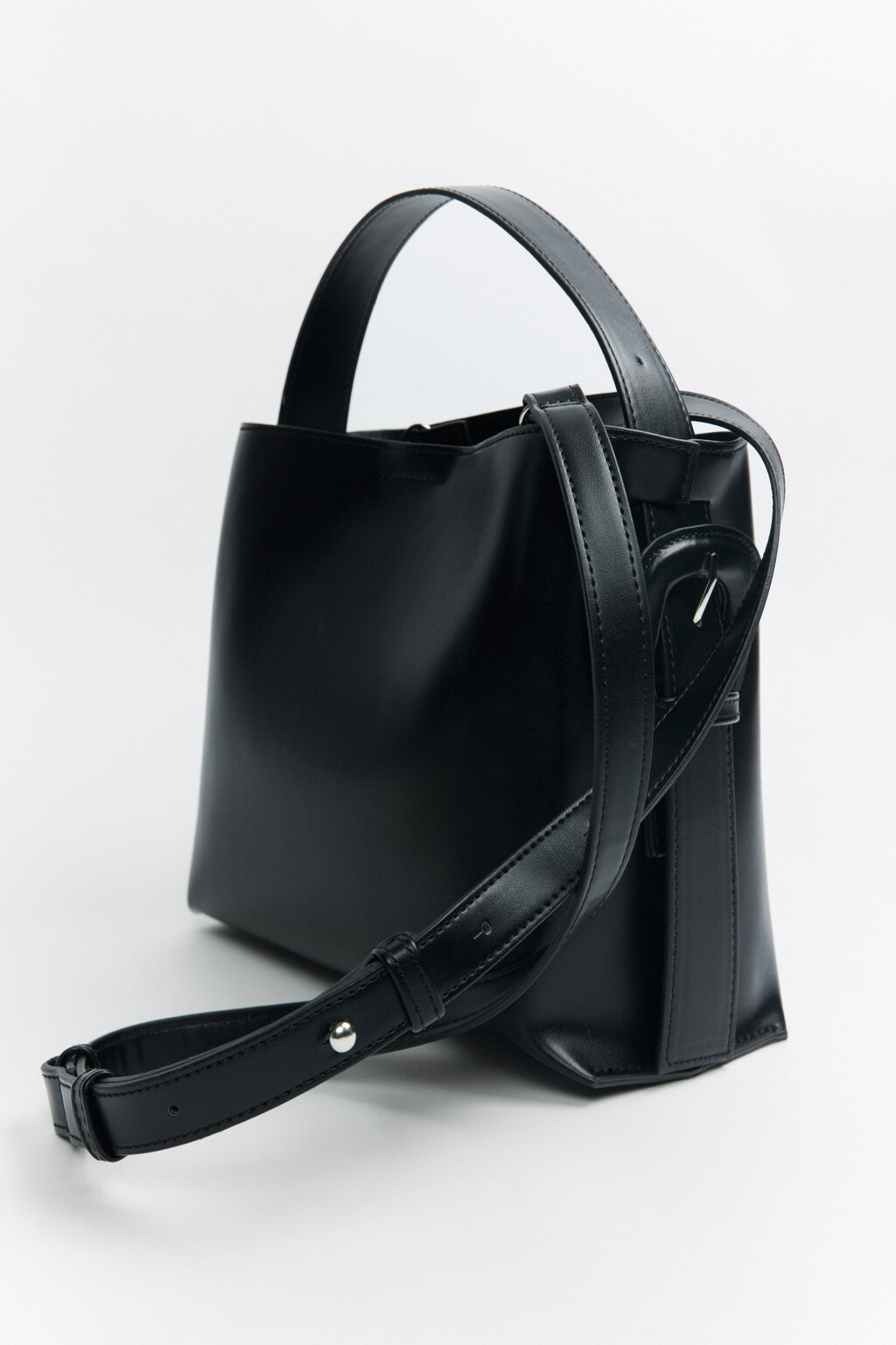 Сумка прямоугольная с ручкой и ремнем - цвет черный - 5