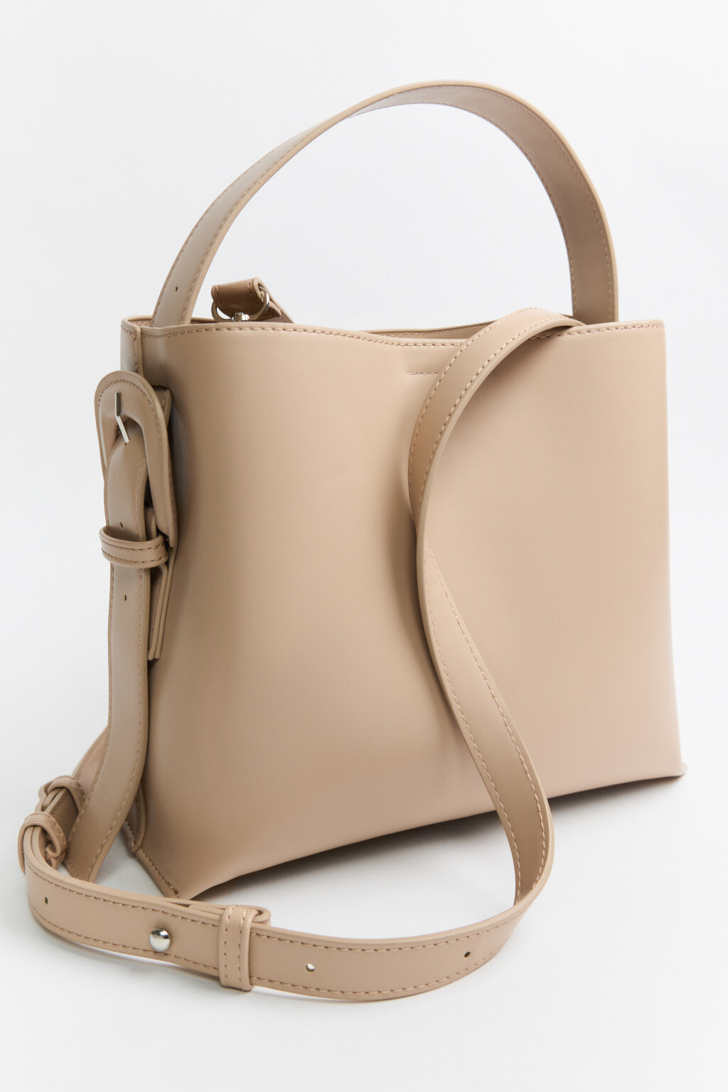 Сумка прямоугольная с ручкой и ремнем - цвет бежевый - 5