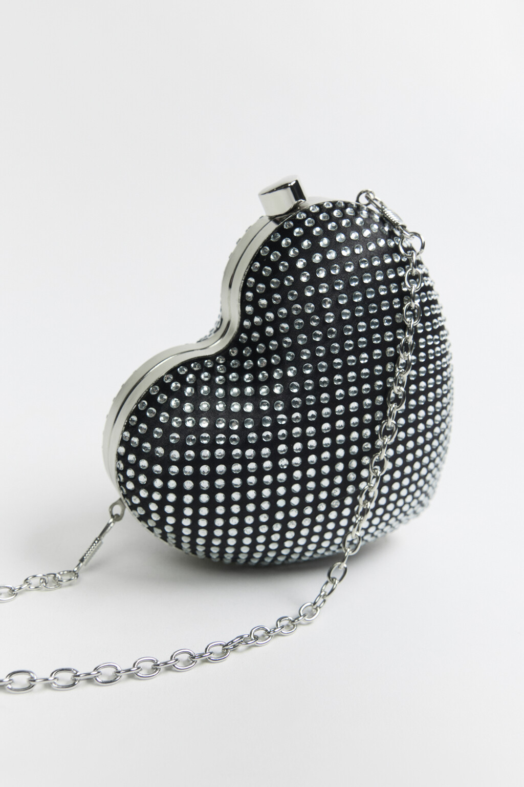 Сумка-кроссбоди в виде сердца со стразами - цвет серый - 3