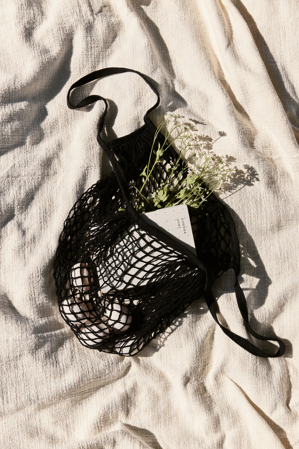 Сумка-авоська на плечо плетеная - цвет черный - 3