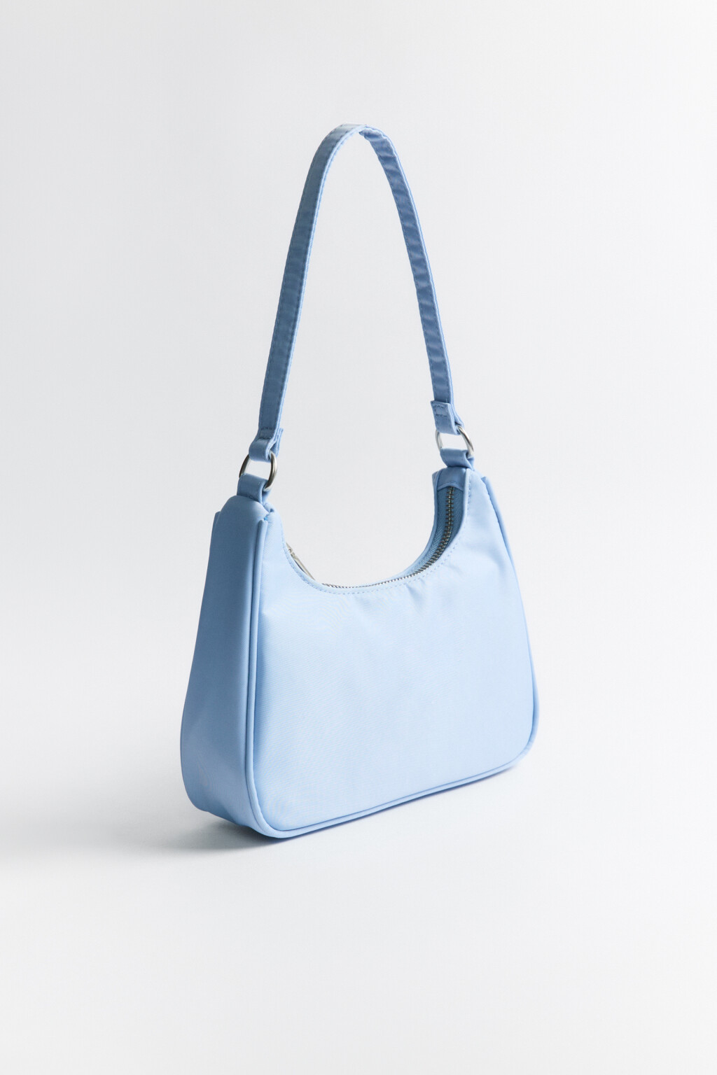 Сумка-багет на плечо текстильная с ремнем - цвет голубой - 4