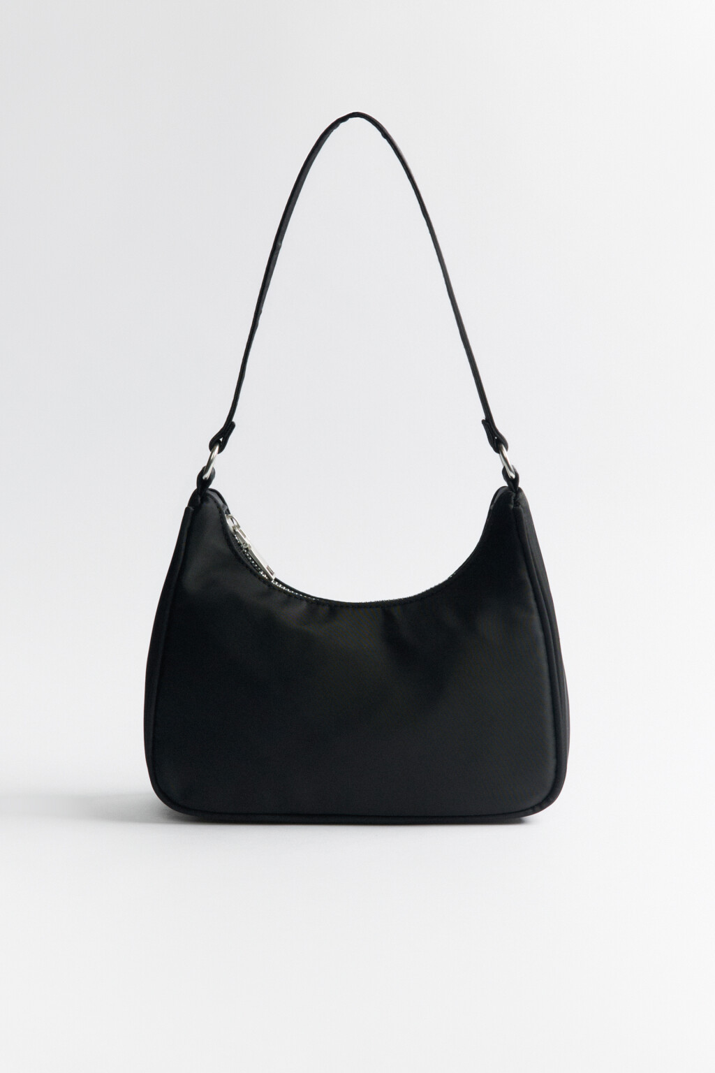 Сумка-багет на плечо текстильная с ремнем - цвет черный - 3