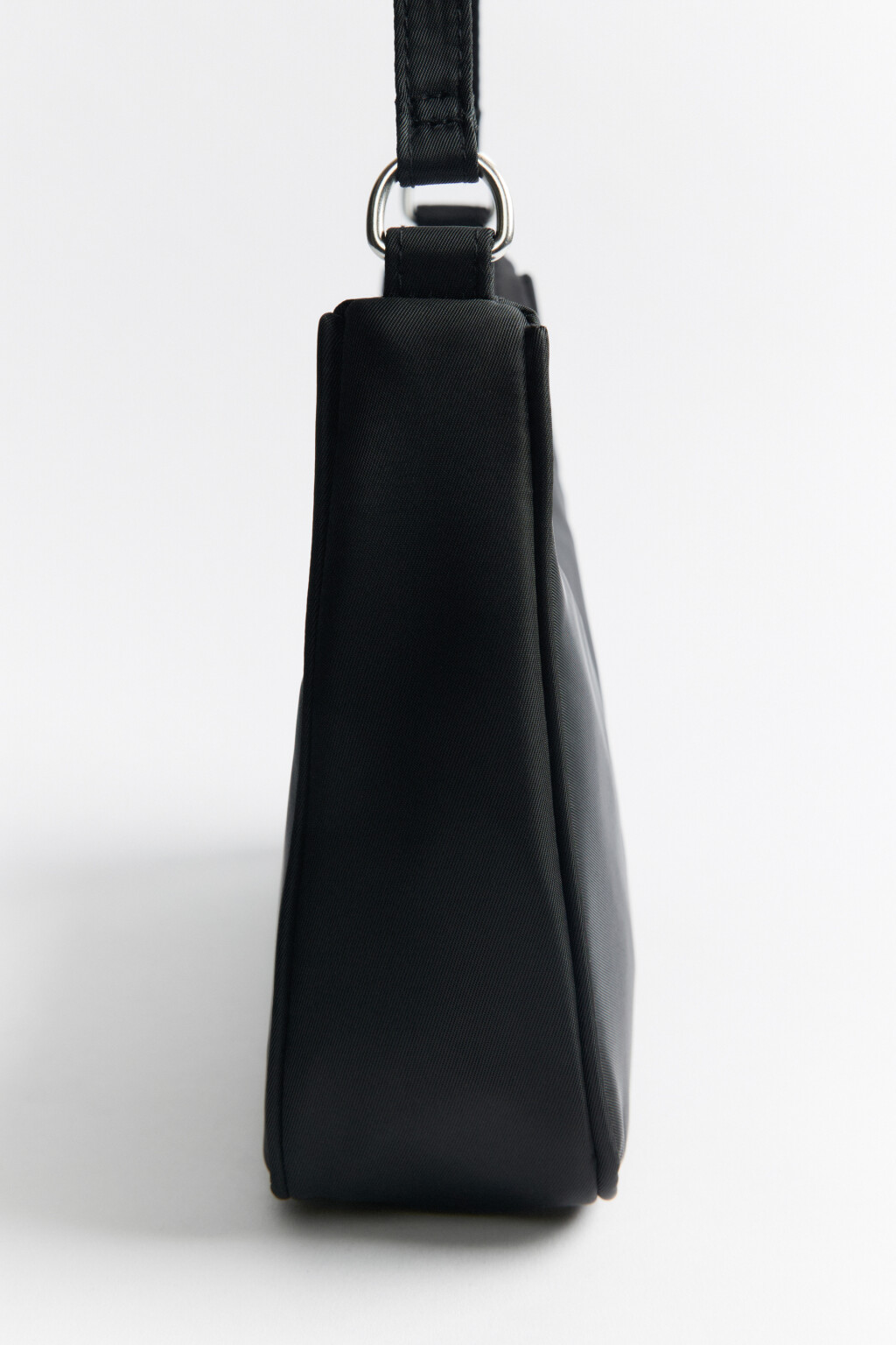 Сумка-багет на плечо текстильная с ремнем - цвет черный - 5