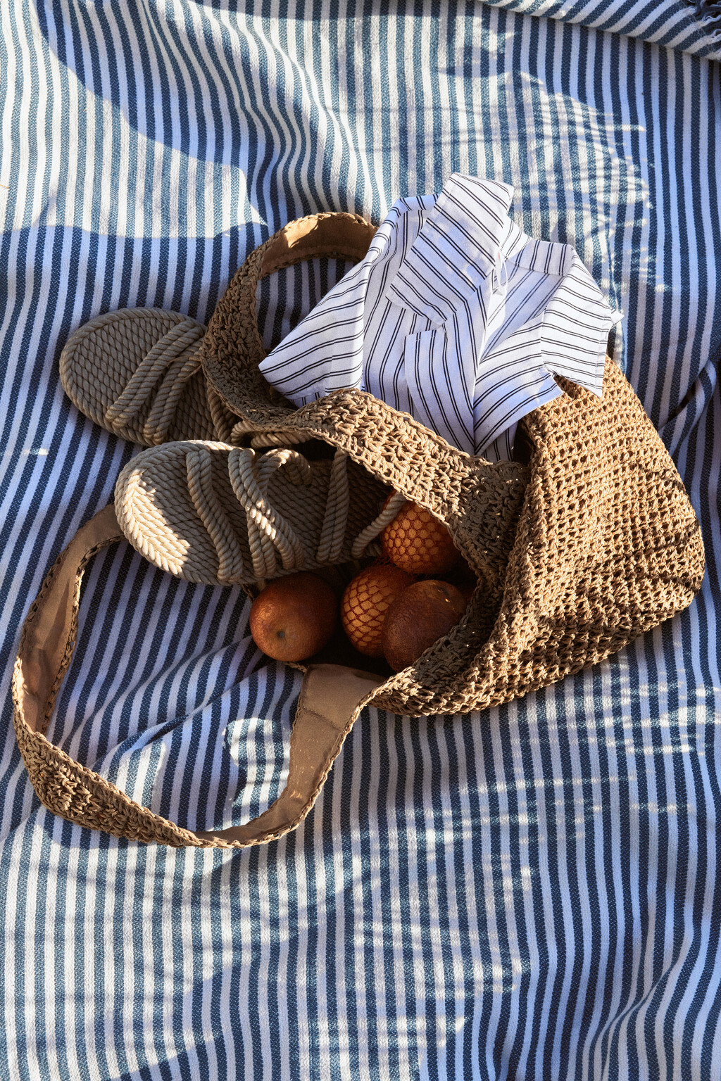 Сумка-авоська на плечо плетеная - цвет бежевый - 4