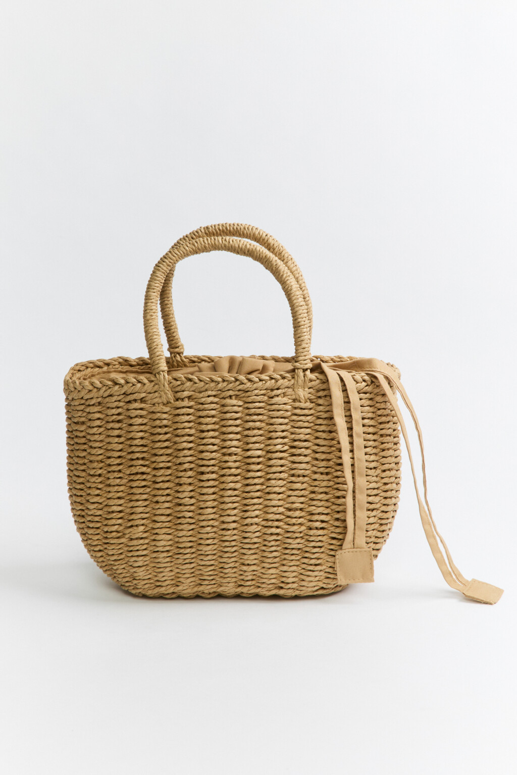 Сумка на руку плетеная с мешочком - цвет бежевый - 2