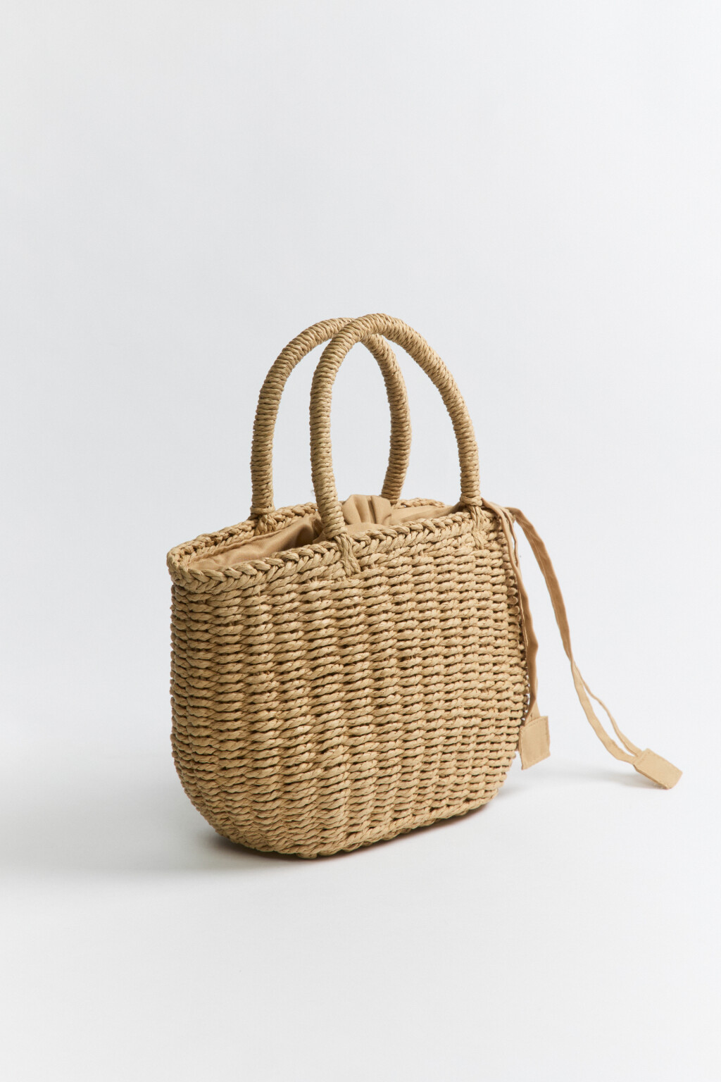 Сумка на руку плетеная с мешочком - цвет бежевый - 3