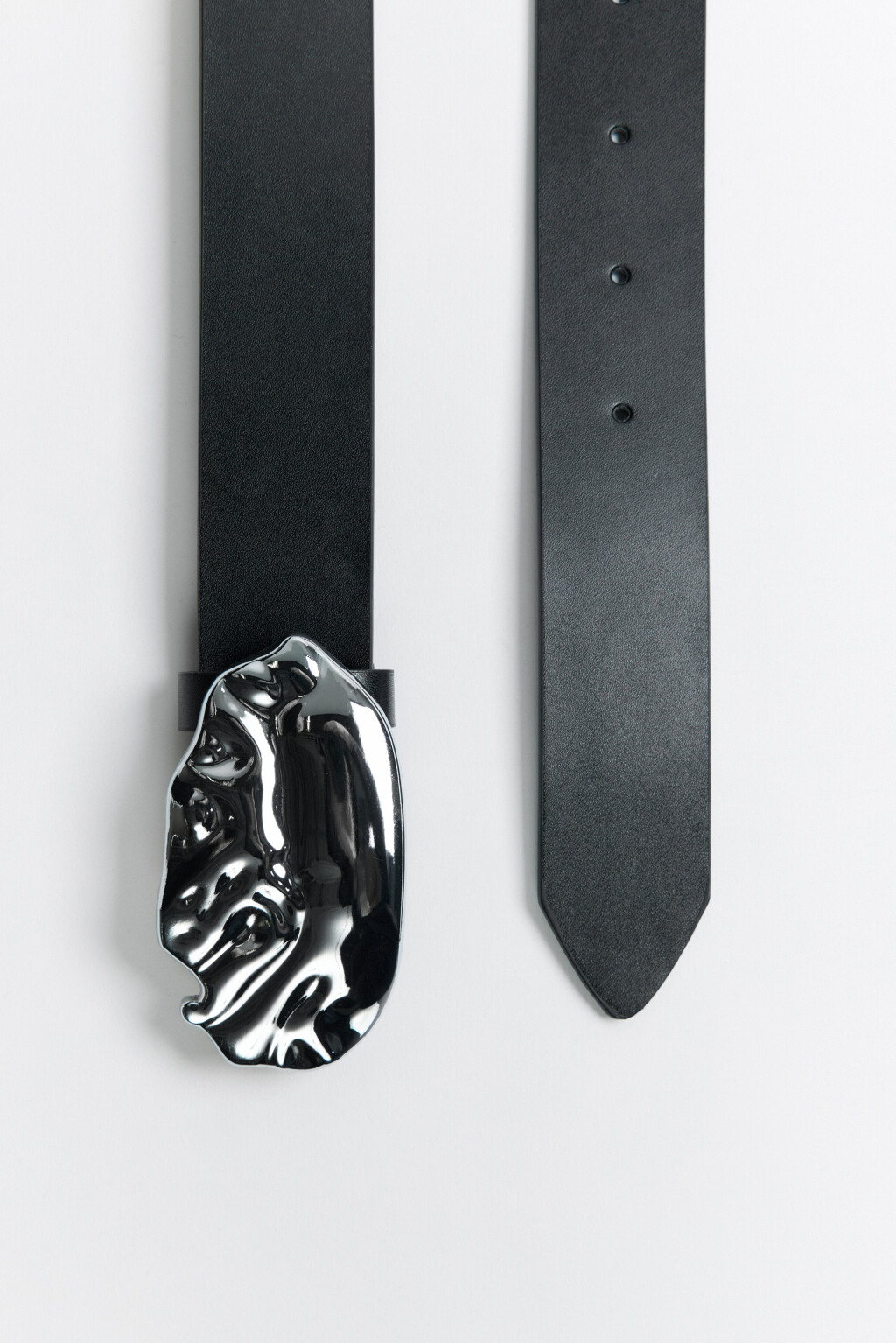 Ремень брючный с фигурной пряжкой - цвет черный - 2