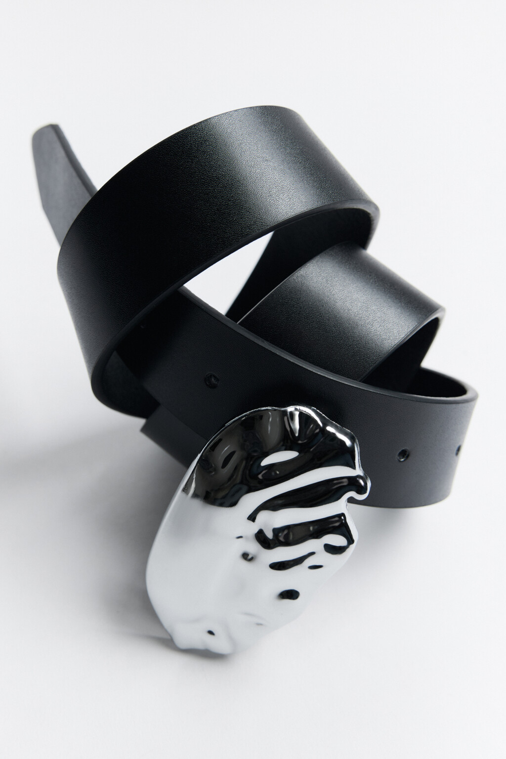 Ремень брючный с фигурной пряжкой - цвет черный - 3