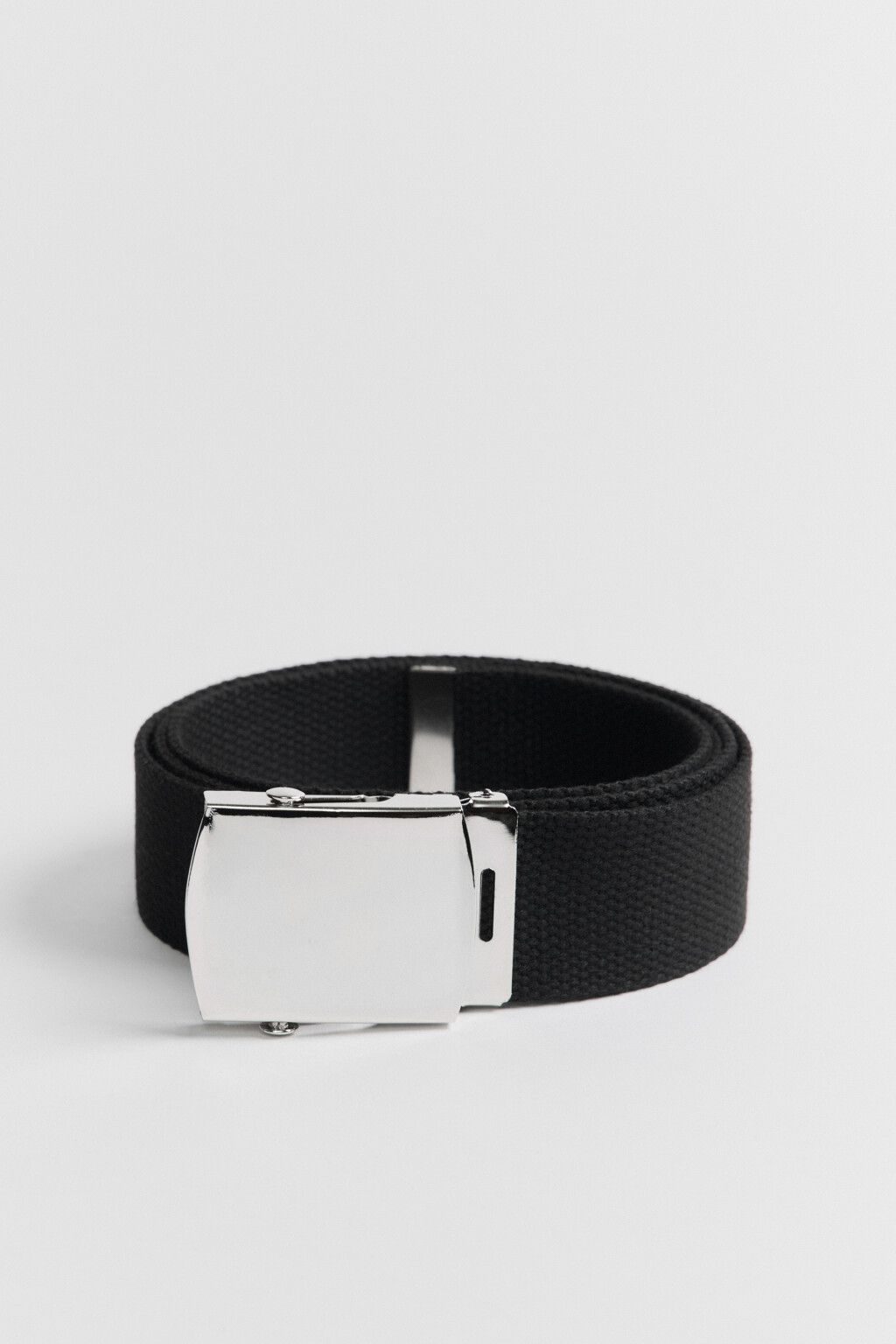 Ремень текстильный с пряжкой - цвет черный - 1