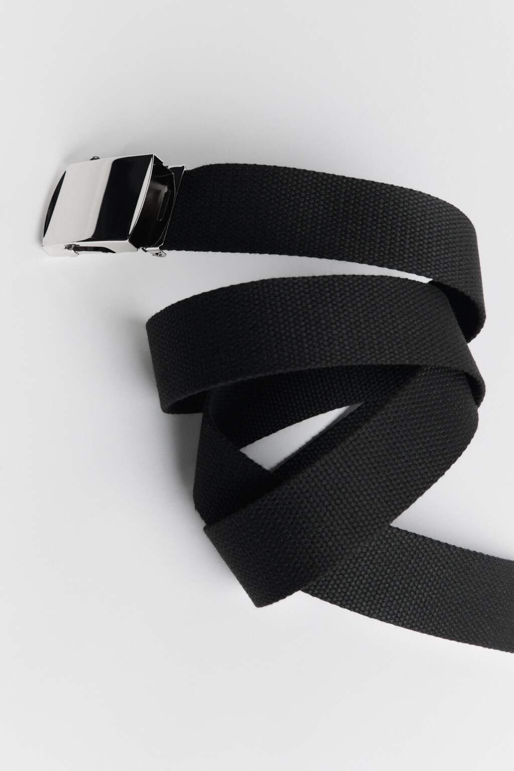 Ремень текстильный с пряжкой - цвет черный - 3