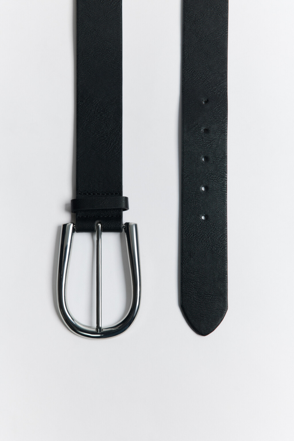 Ремень брючный с овальной пряжкой - цвет черный - 3