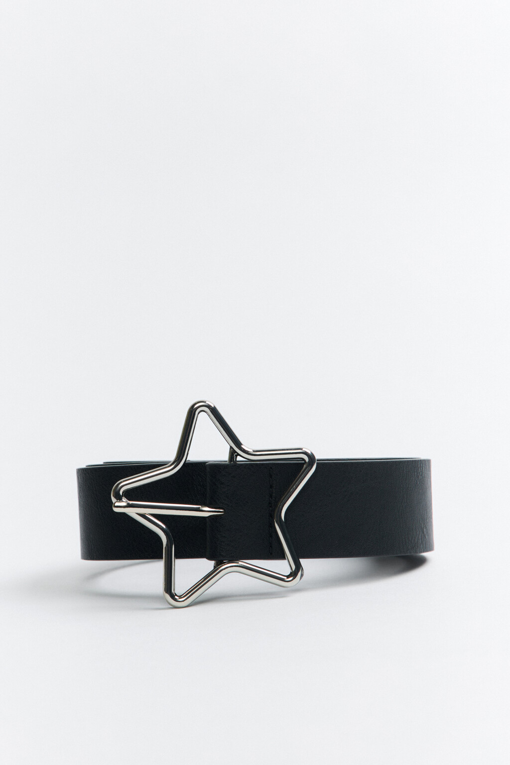 Ремень брючный с пряжкой-звездочкой - цвет черный - 1