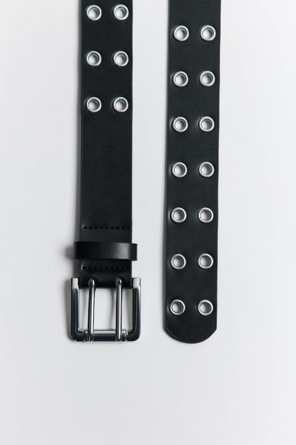 Ремень с двойным рядом люверсов - цвет черный - 2
