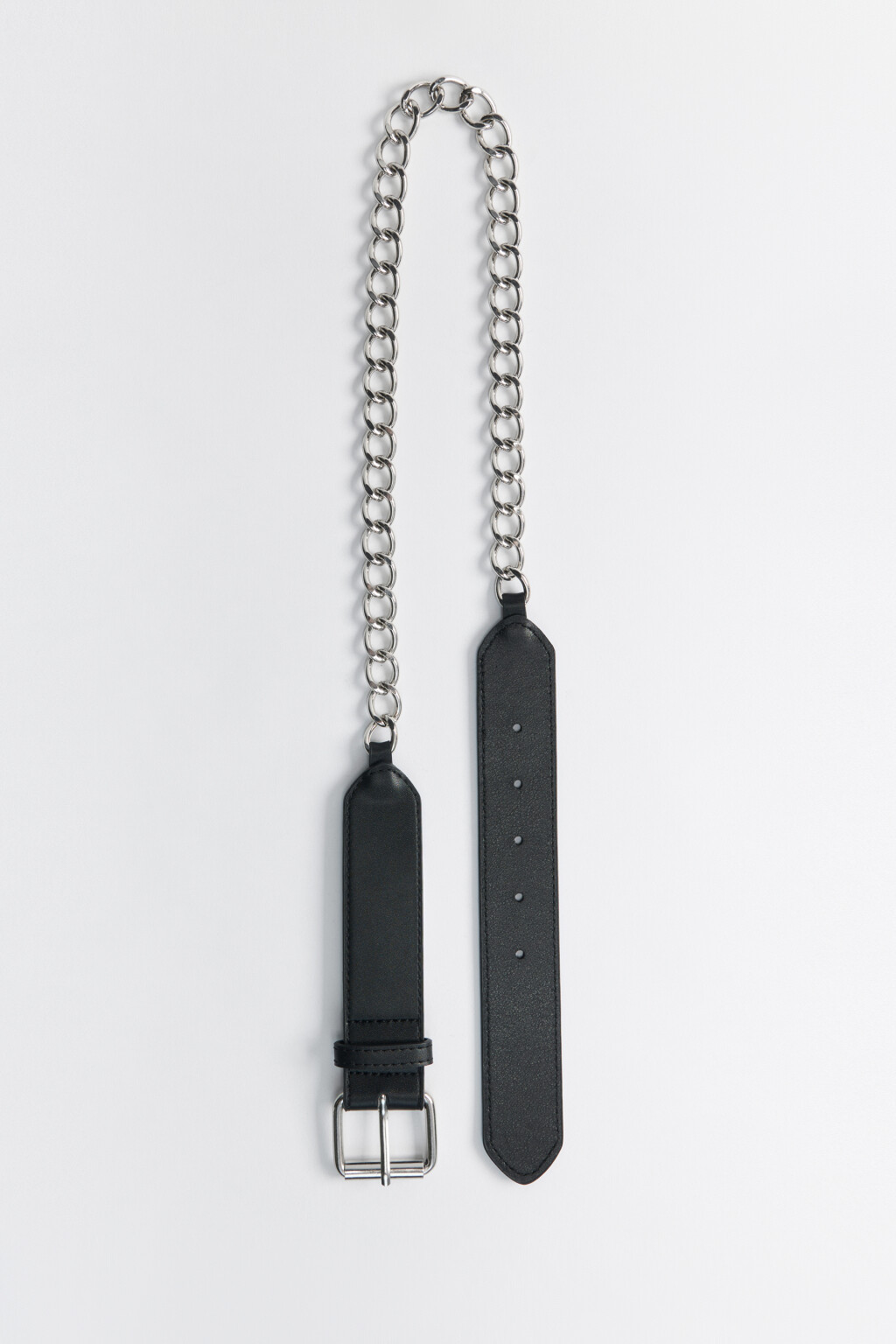 Ремень с металлической вставкой-цепочкой - цвет черный - 1