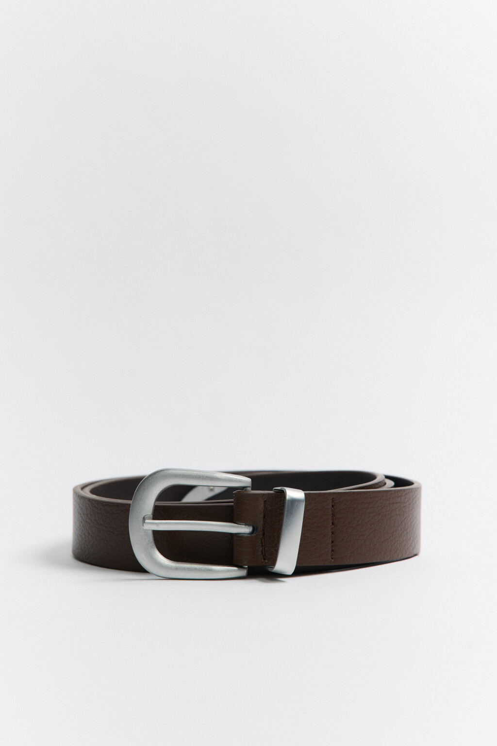 Ремень брючный с закругленной пряжкой - цвет коричневый - 1