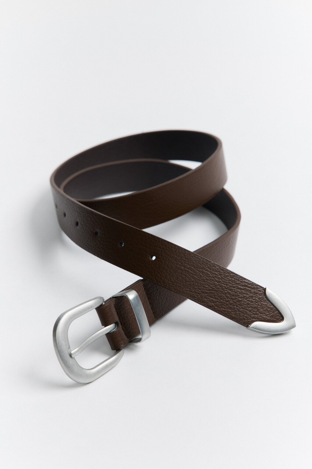 Ремень брючный с закругленной пряжкой - цвет коричневый - 3
