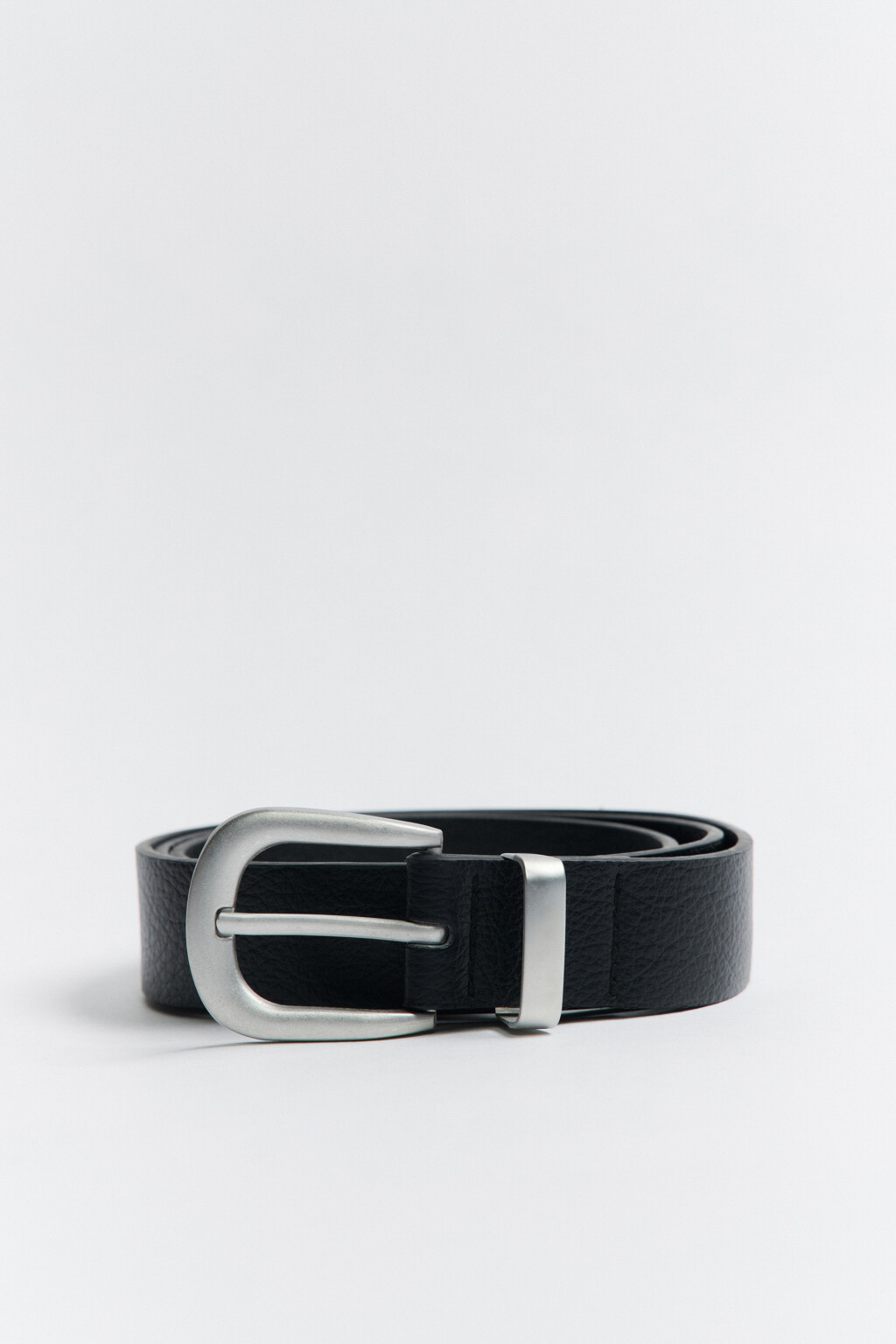 Ремень брючный с закругленной пряжкой - цвет черный - 3