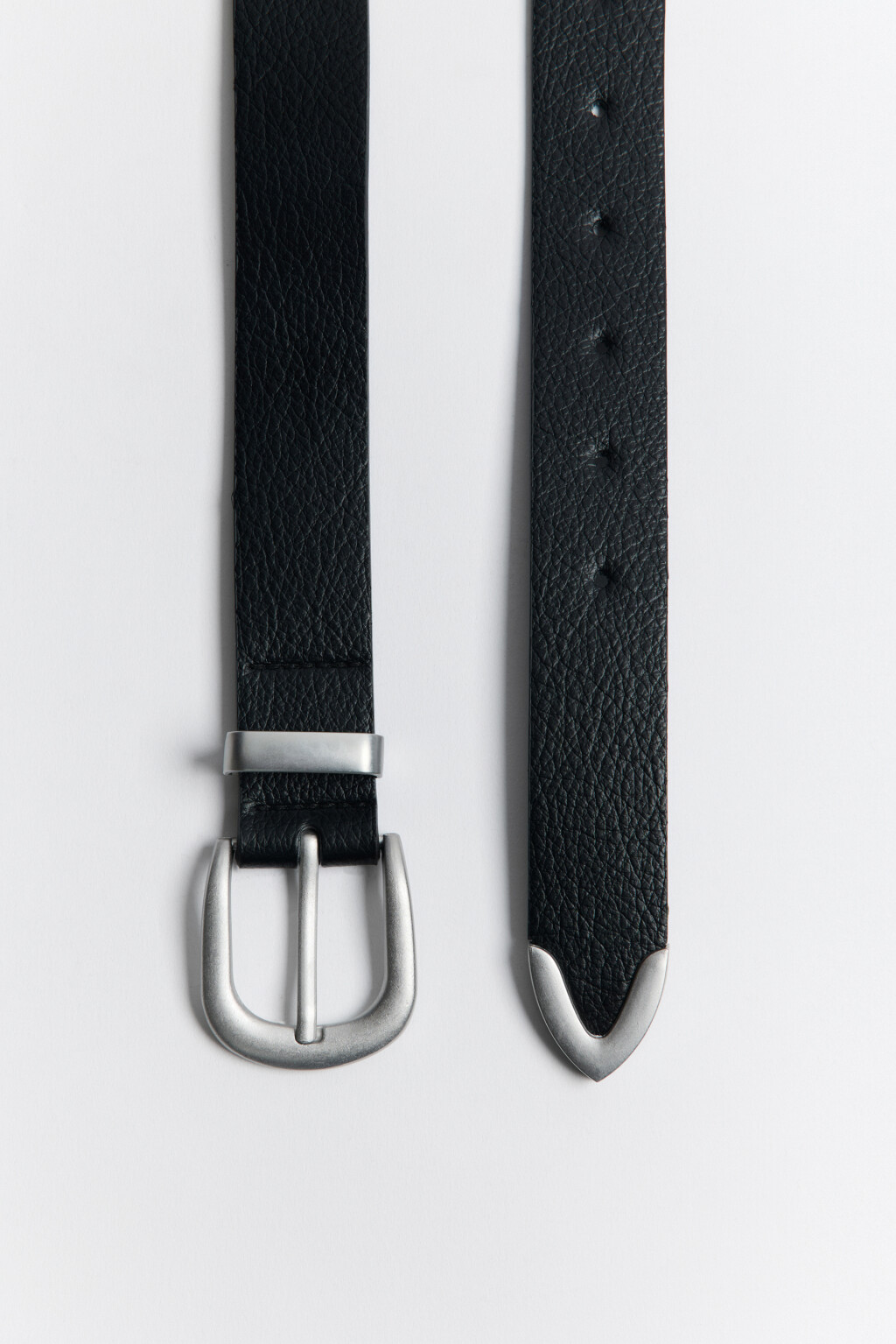 Ремень брючный с закругленной пряжкой - цвет черный - 2