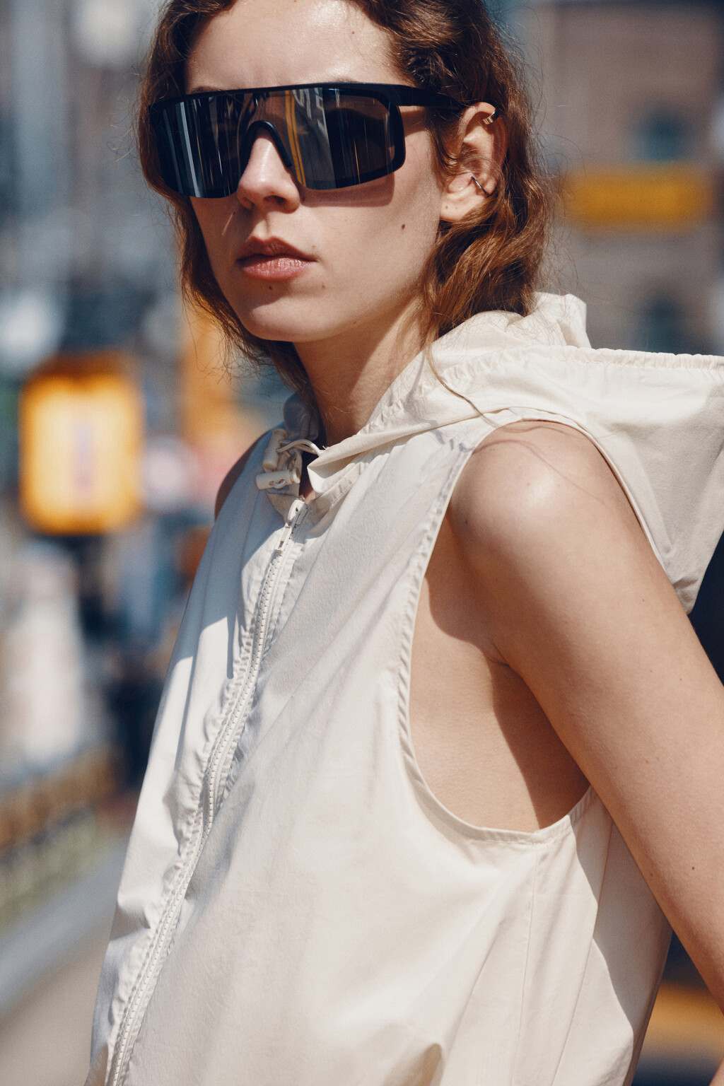 Очки солнцезащитные широкие - цвет черный - 4