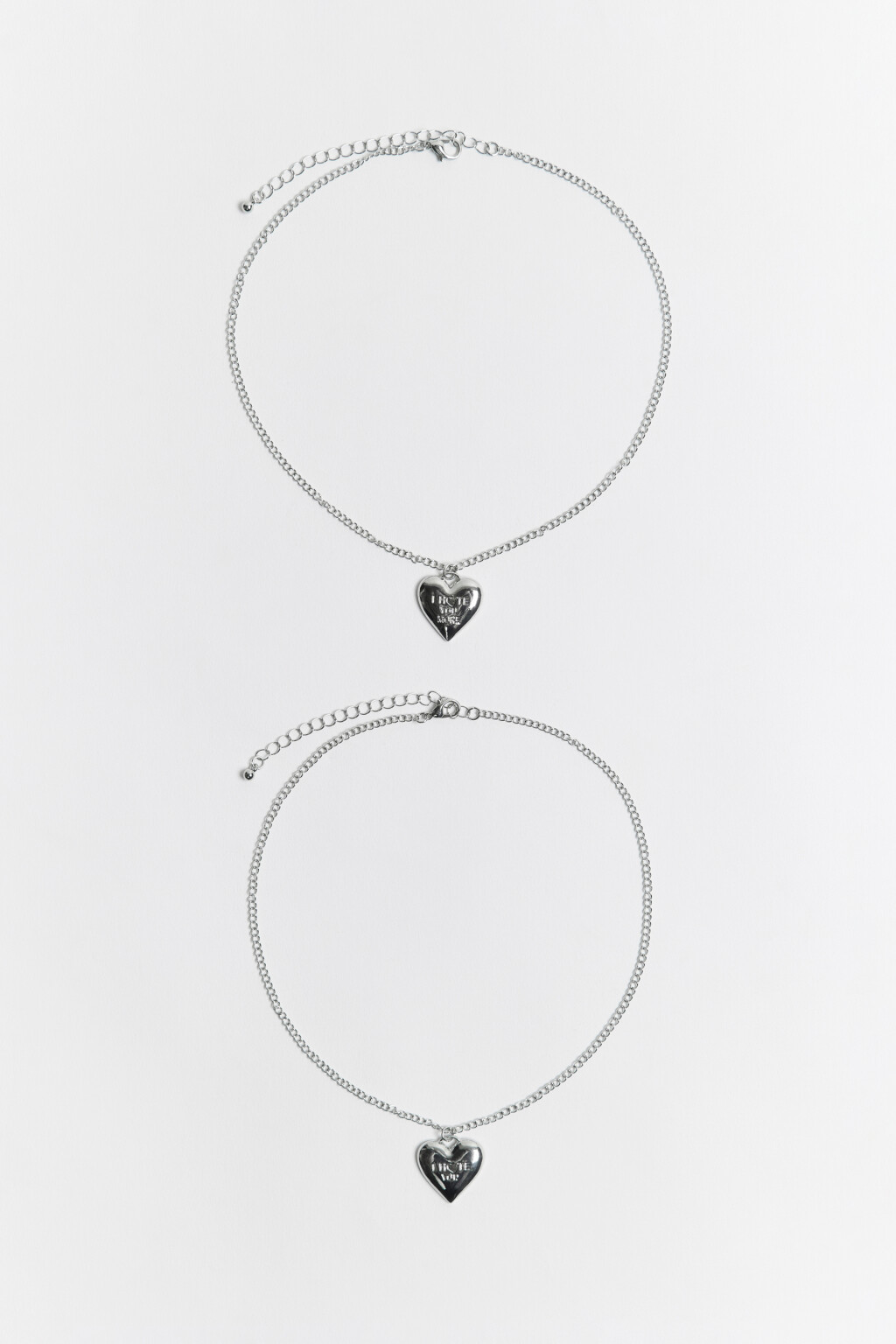 Набор из двух цепочек с парными подвесками - цвет серый - 1