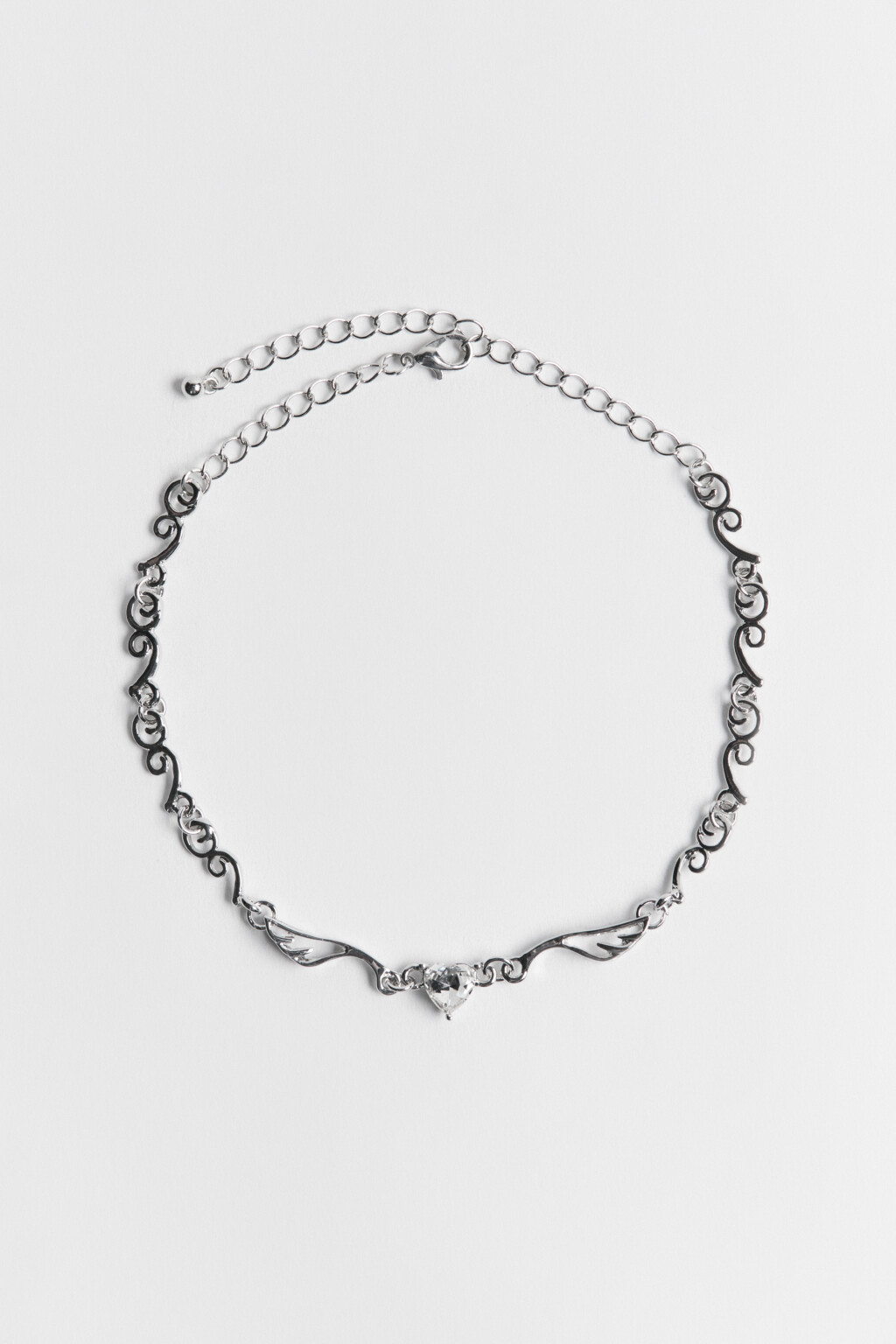 Цепочка на шею с сердечком и кристаллом - цвет черный - 1