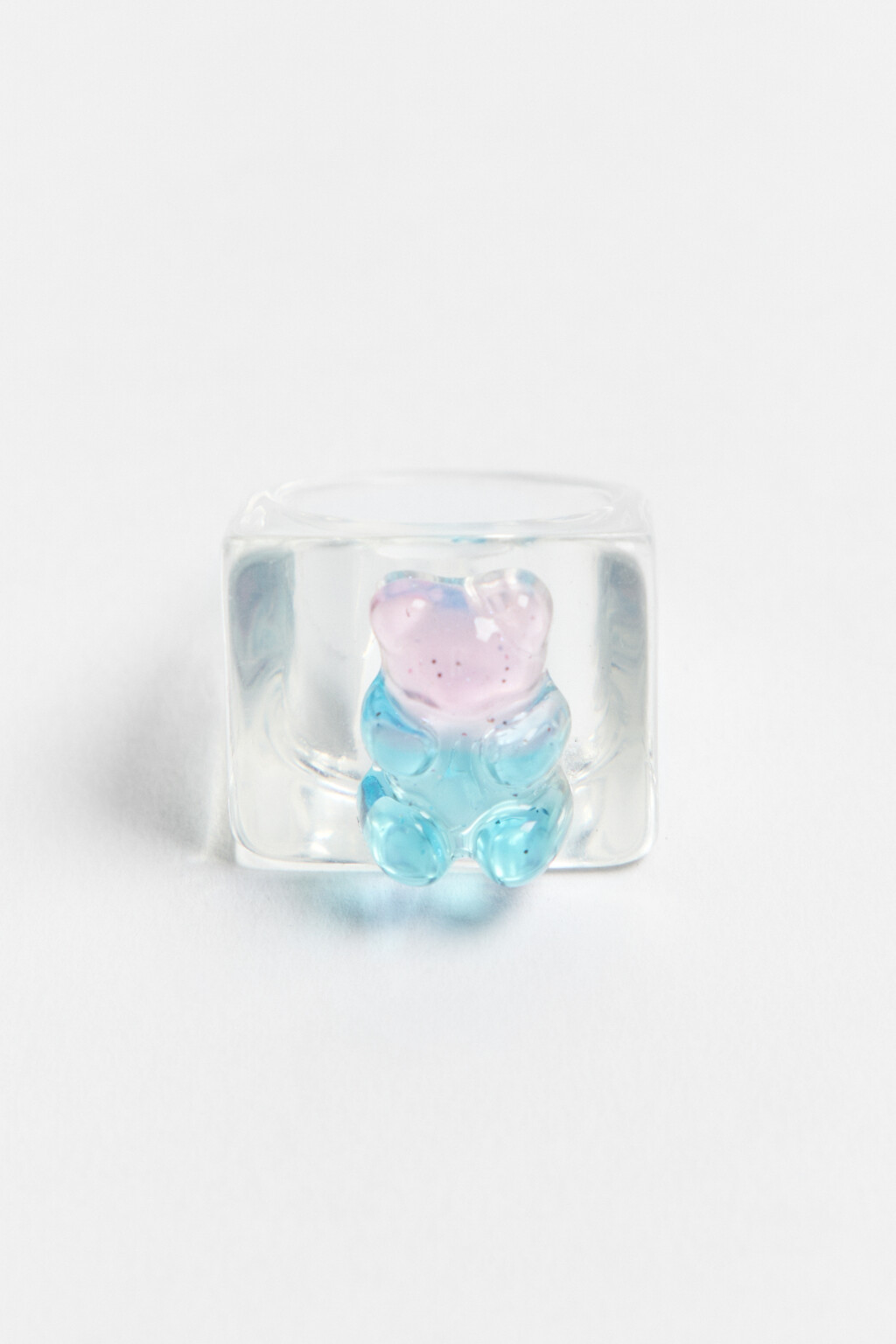 Кольцо прозрачное с мармеладным мишкой - цвет мультиколор - 1