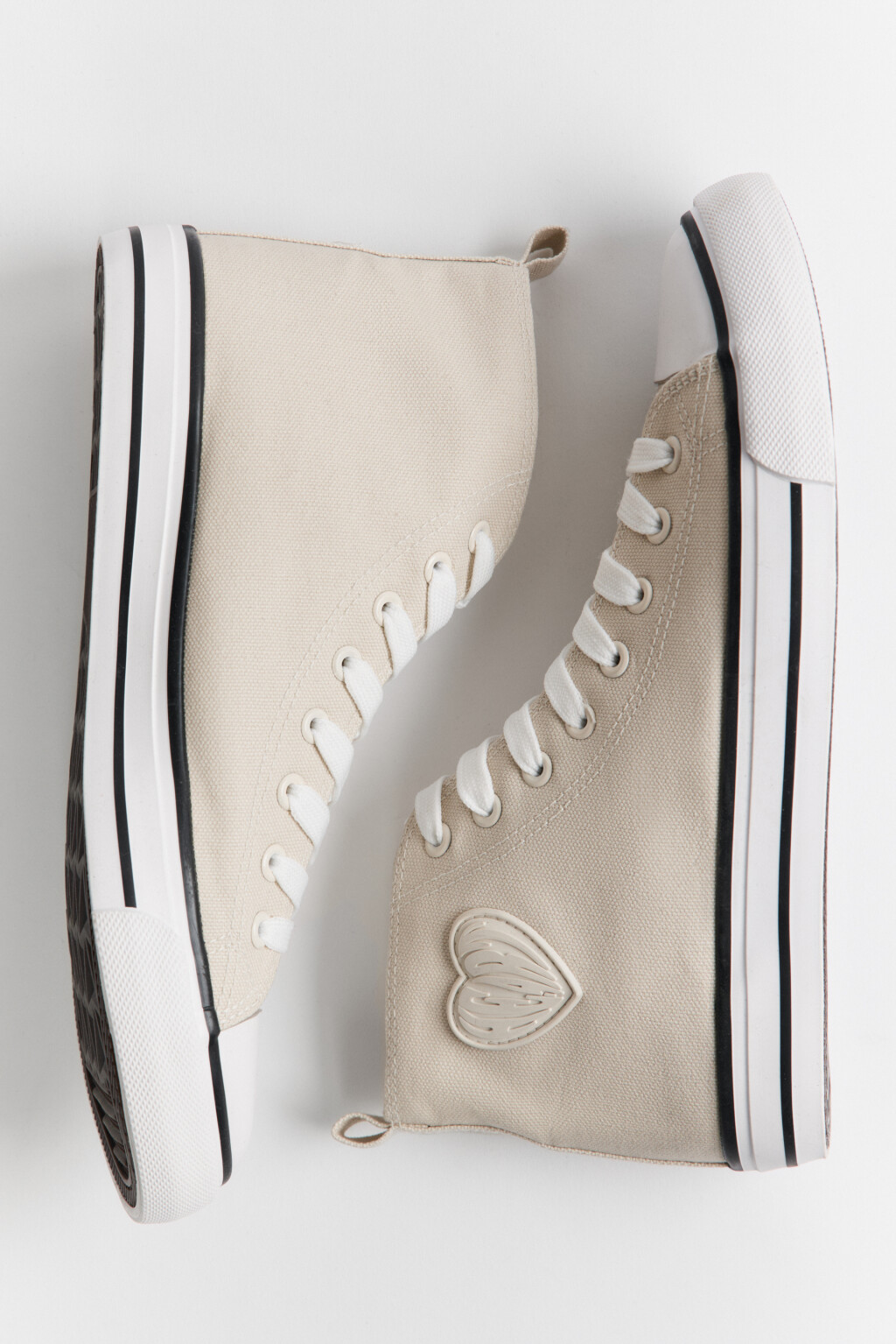 Кеды высокие текстильные - цвет бежевый - 5
