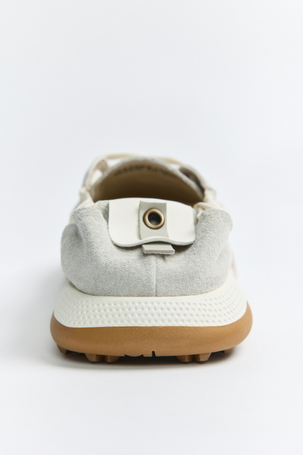 Кроссовки из кожи и текстиля с эластичной пяткой - цвет бежевый - 4