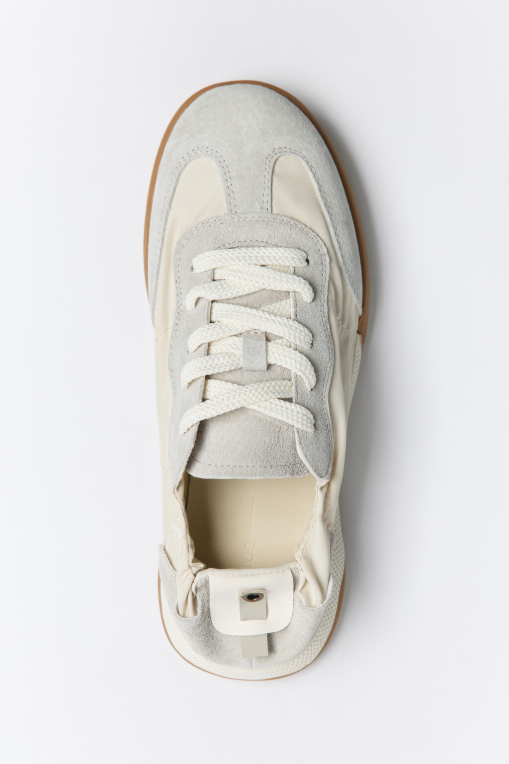 Кроссовки из кожи и текстиля с эластичной пяткой - цвет бежевый - 6