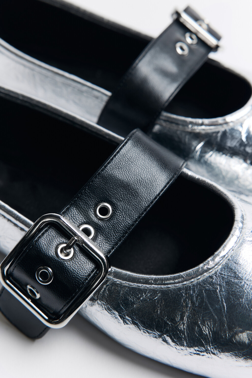 Балетки серебристые с ремешком - цвет серый - 5