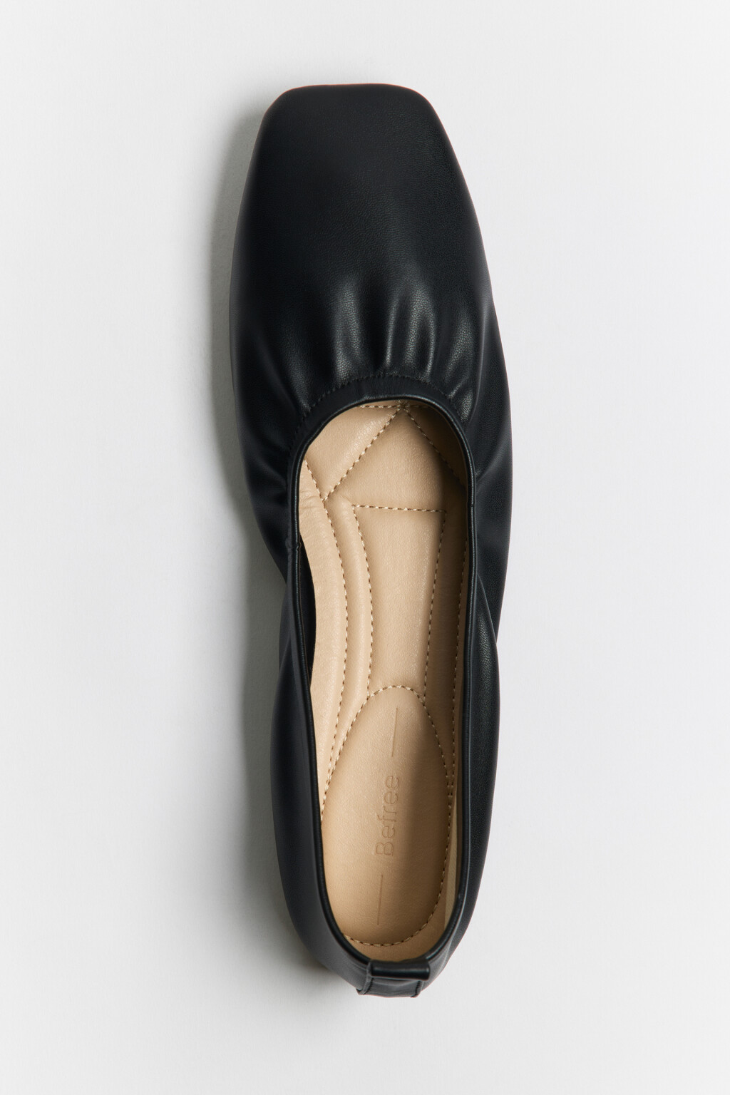 Балетки мягкие с квадратным носом - цвет черный - 1