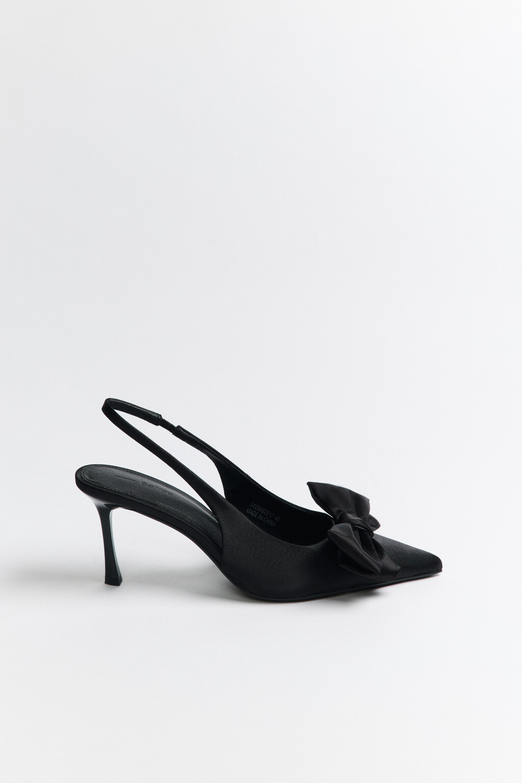 Туфли сатиновые с бантиком - цвет черный - 2