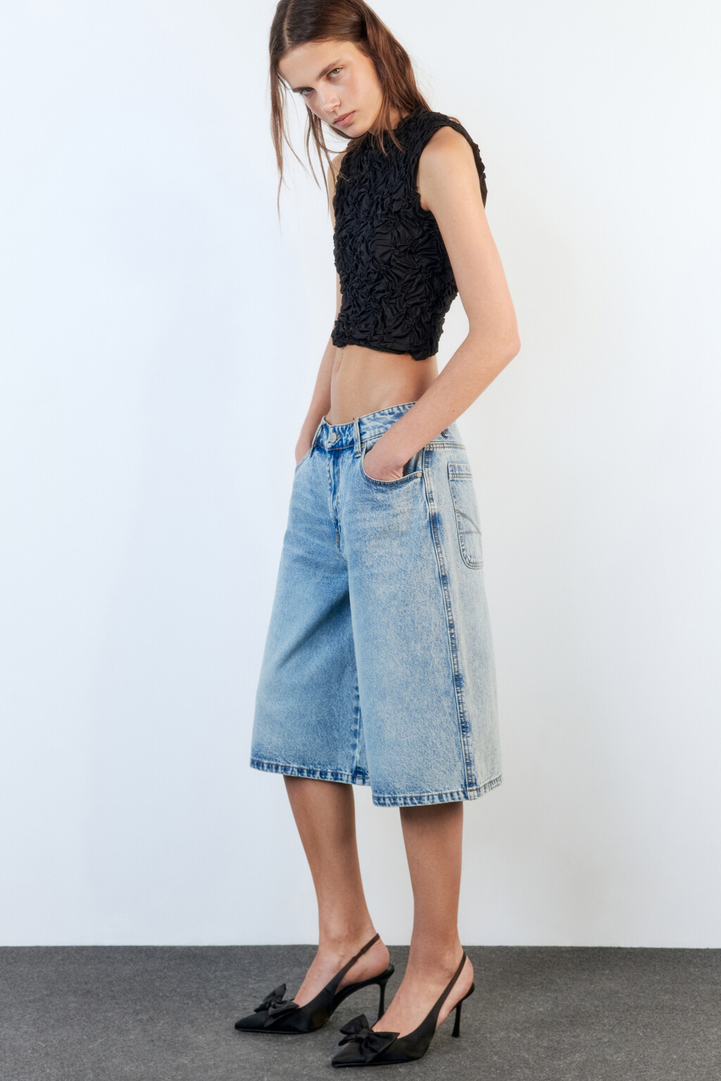 Туфли сатиновые с бантиком - цвет черный - 12