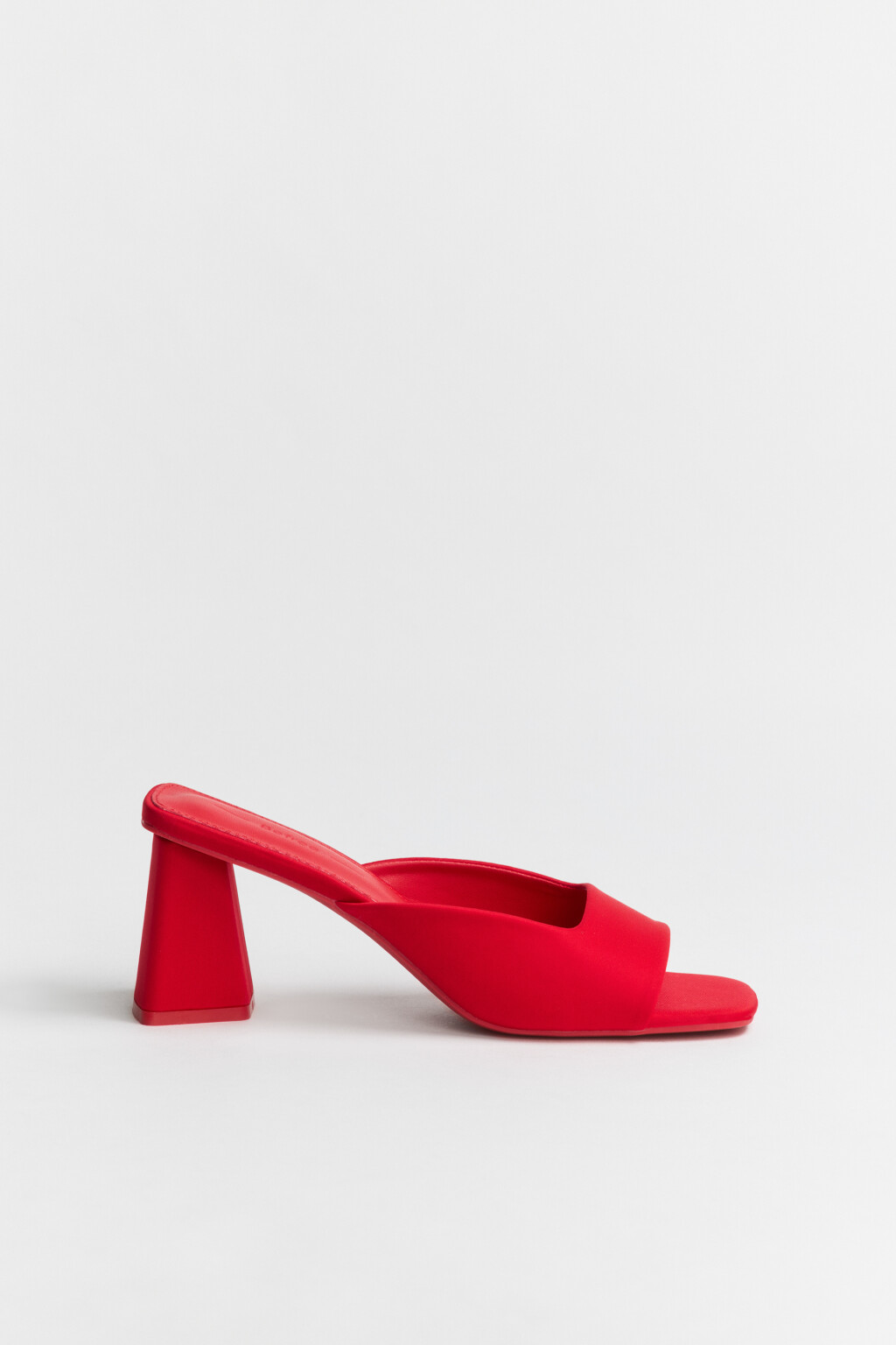 Мюли из текстиля на устойчивом каблуке - цвет красный - 1