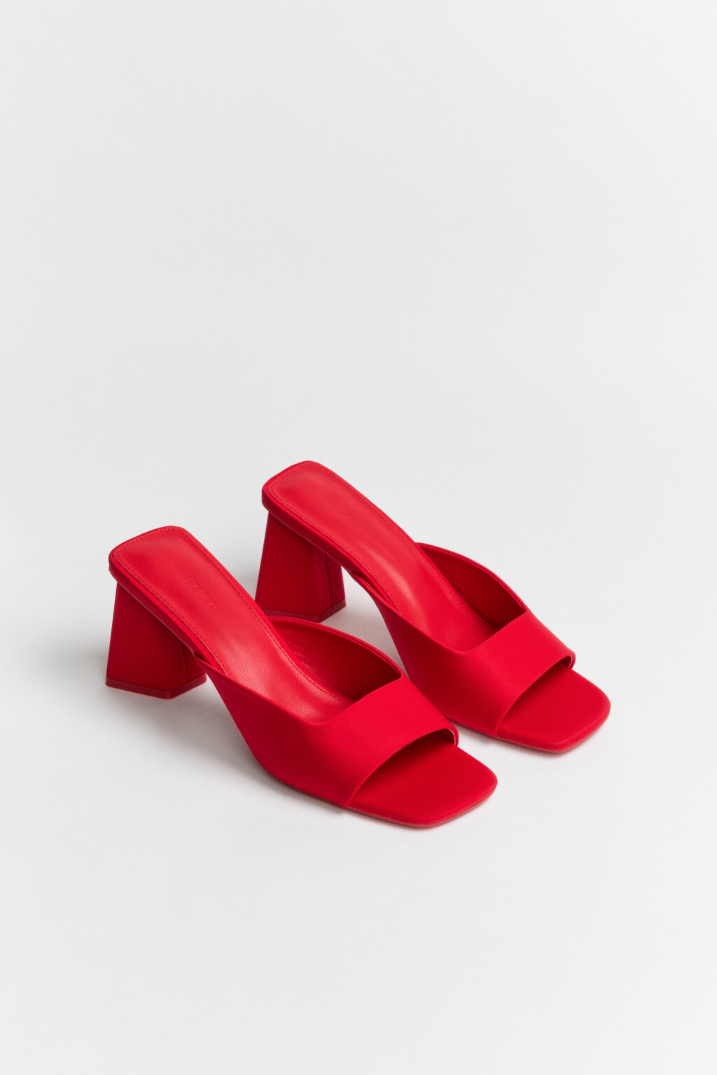 Мюли из текстиля на устойчивом каблуке - цвет красный - 3