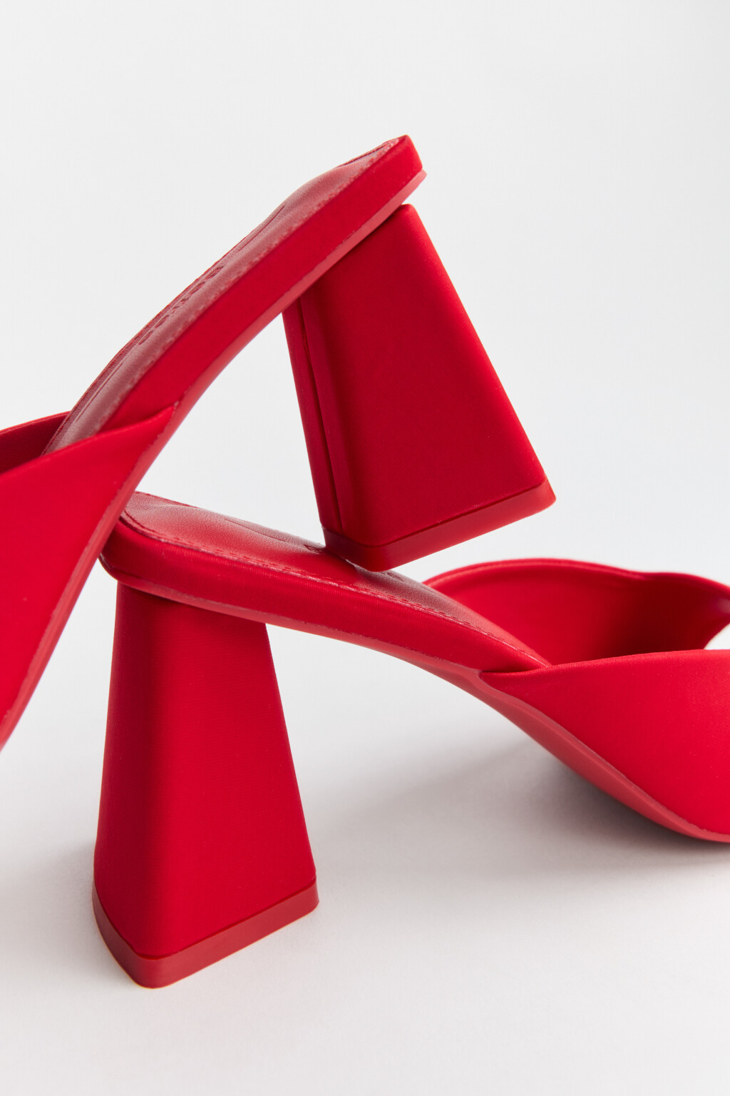 Мюли из текстиля на устойчивом каблуке - цвет красный - 5
