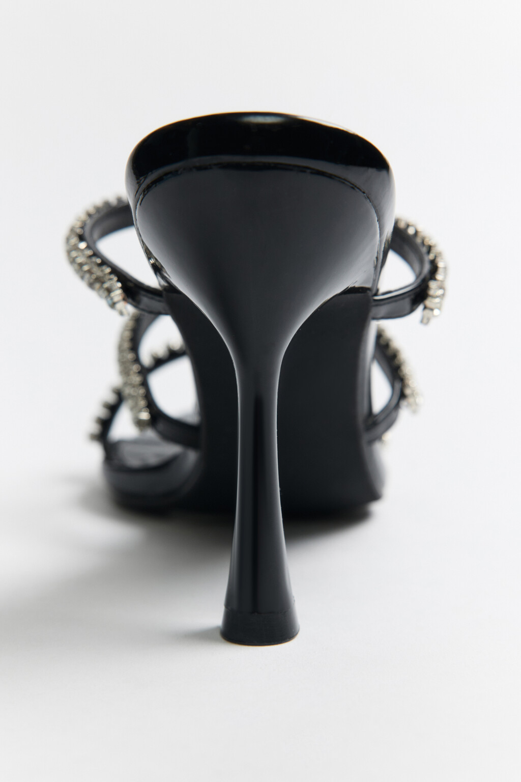 Мюли с ремешками и стразами на каблуке - цвет черный - 5