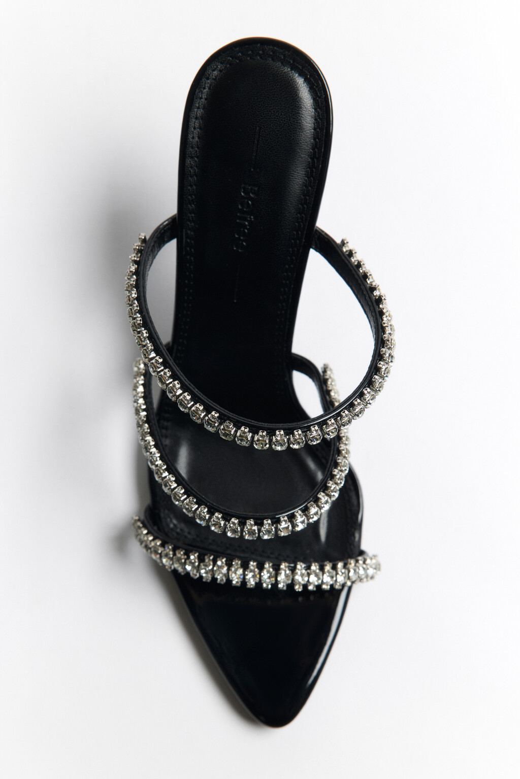 Мюли с ремешками и стразами на каблуке - цвет черный - 6