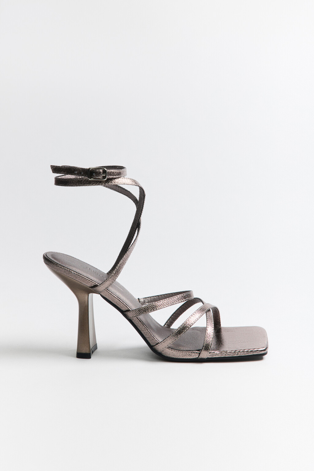 Босоножки из денима с бронзовым накатом - цвет коричневый - 1