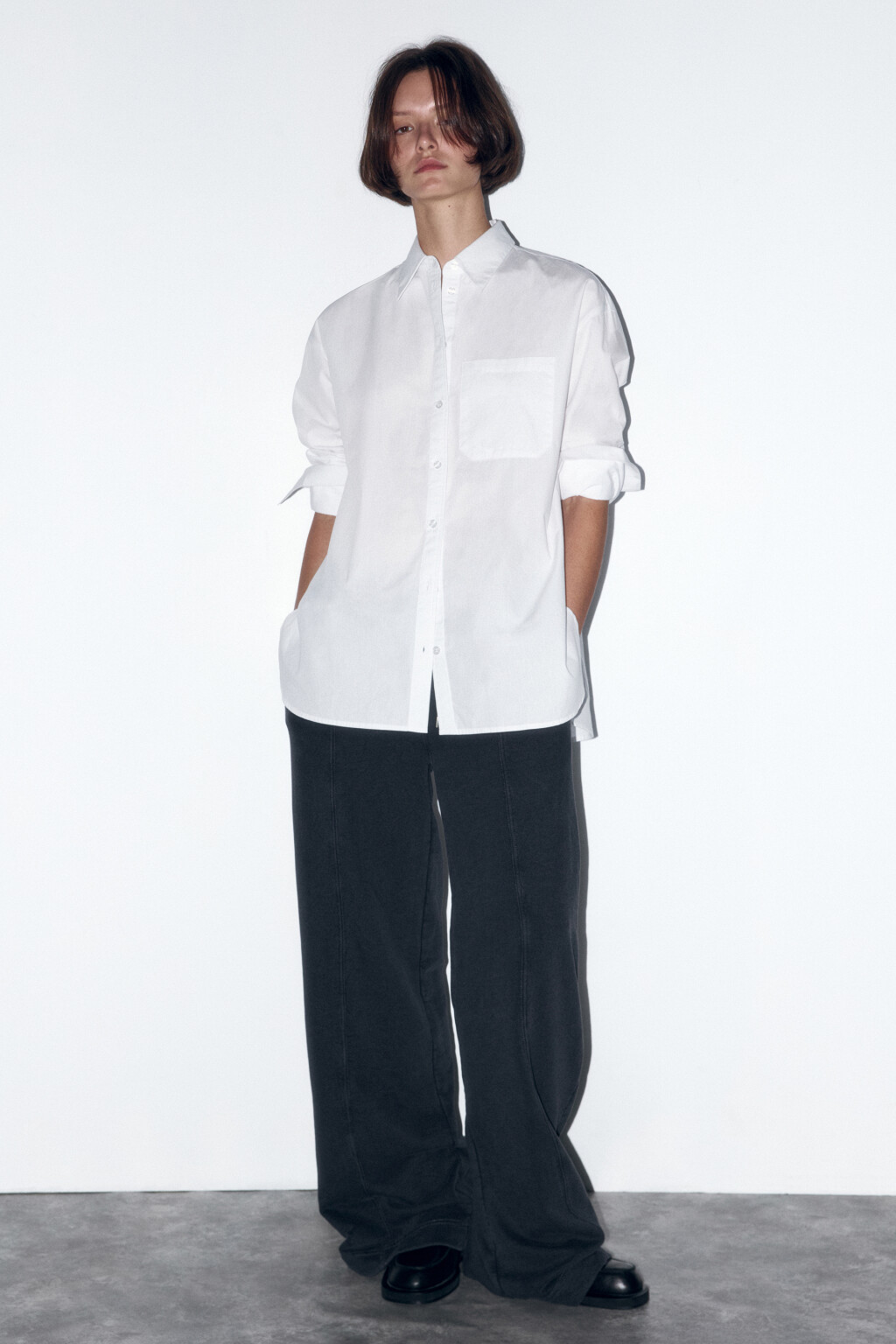 Брюки широкие трикотажные с вареным эффектом - цвет серый - 5