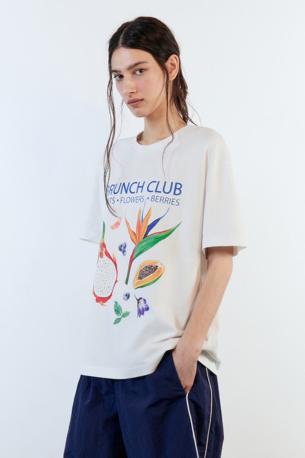 Футболка хлопковая свободная с принтом - цвет белый - 4