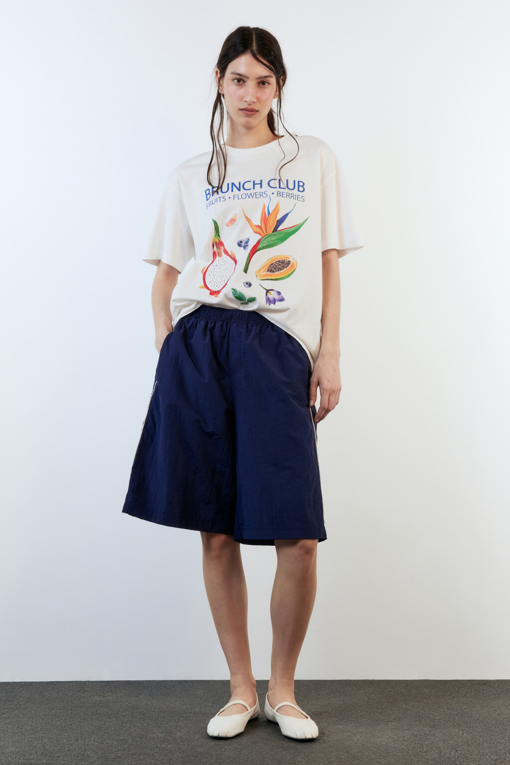 Футболка хлопковая свободная с принтом - цвет белый - 6