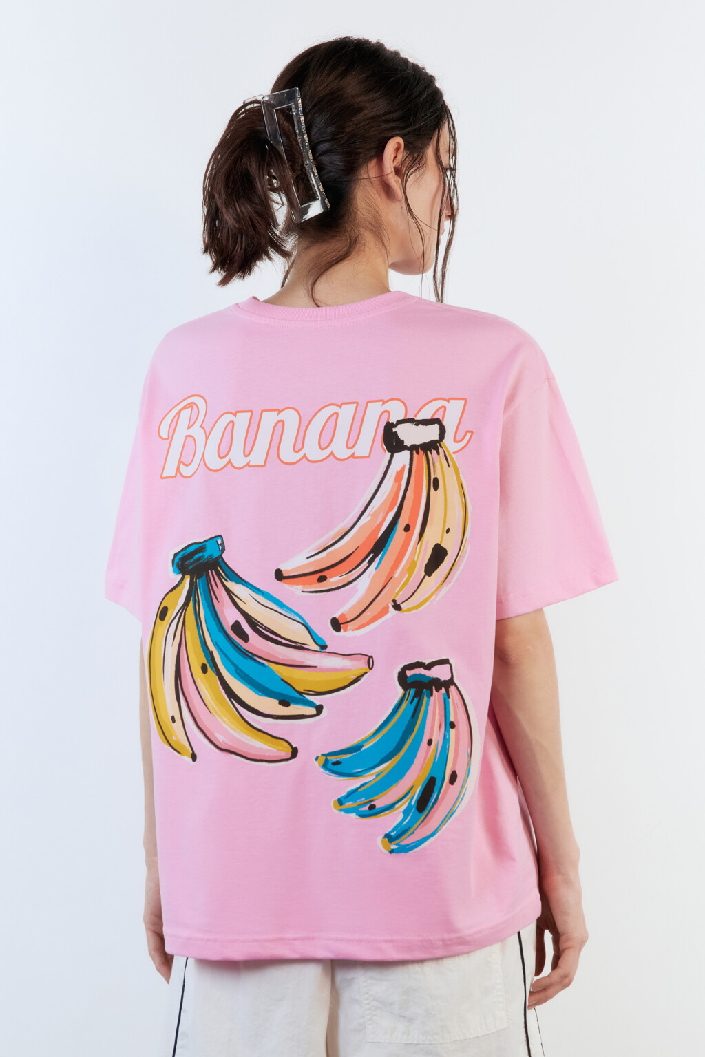 Футболка хлопковая свободная с принтом - цвет розовый - 4